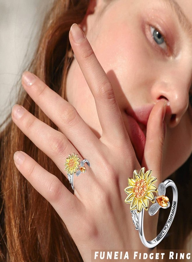 FUNEIA 6Pcs Fidget Ring for Women Anti-Anxiety Rings Adjustable Open Stackable Spinner Rings Set - Image 5